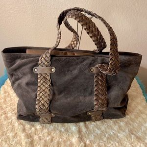 Donald J Pliner Expresso Sport Suede Ant Metallic Shoulder Purse